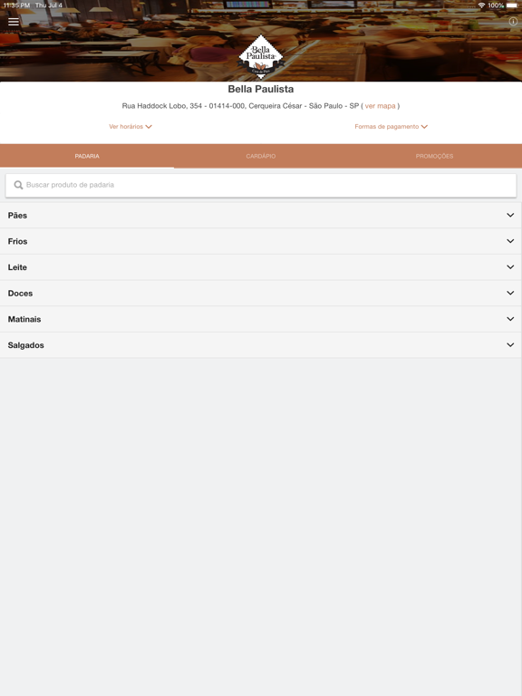 Padaria Bella Paulista iPad screenshot 2 - Shopping app