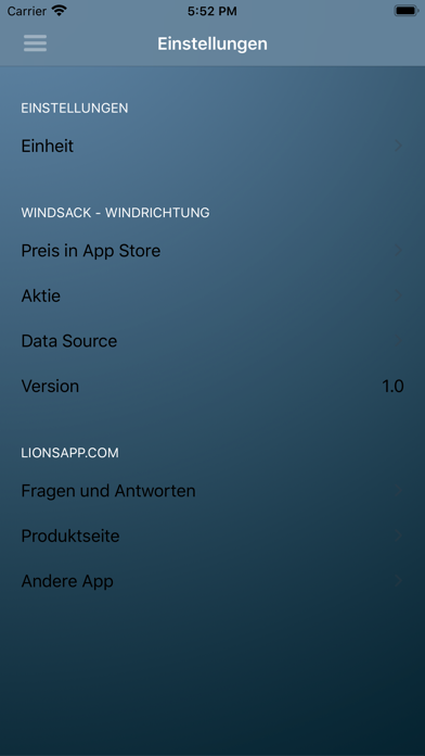 Windsack App-Screenshot