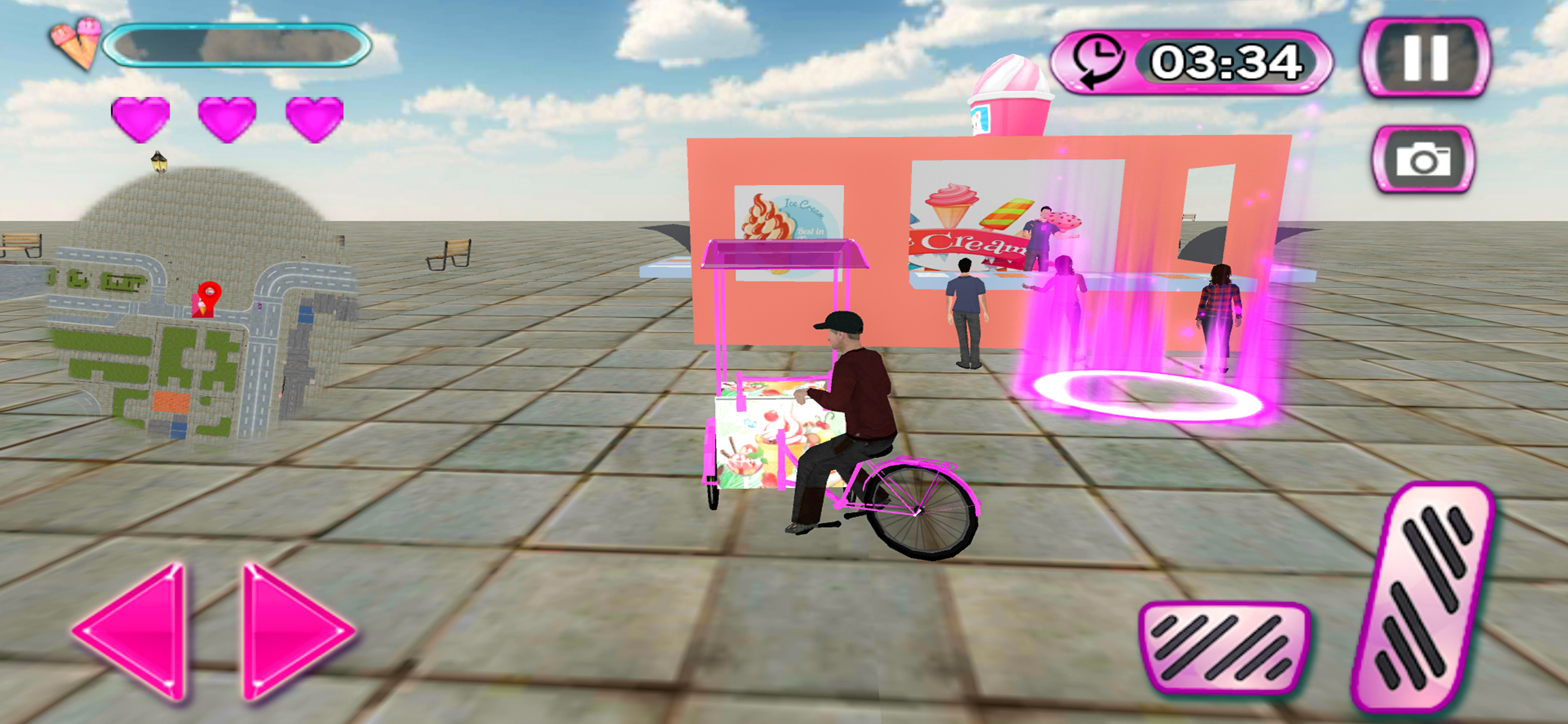 Ice Cream Cart Delivery Boy 3D