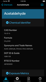 NIOSH Mobile Pocket Guide screenshot