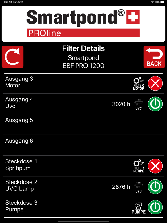 Smartpond PROline iPad screenshot