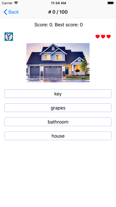 screenshot of English words, nouns and test 5