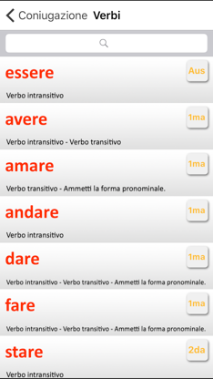 Italian verbs conjugation screenshot 2