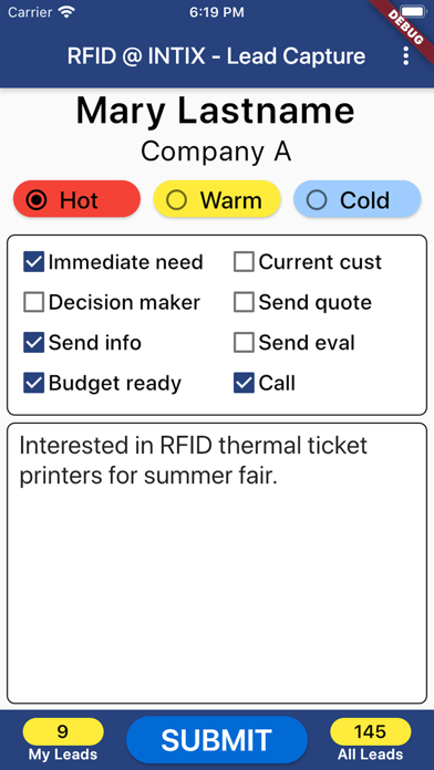 RFID @ INTIX Screenshot