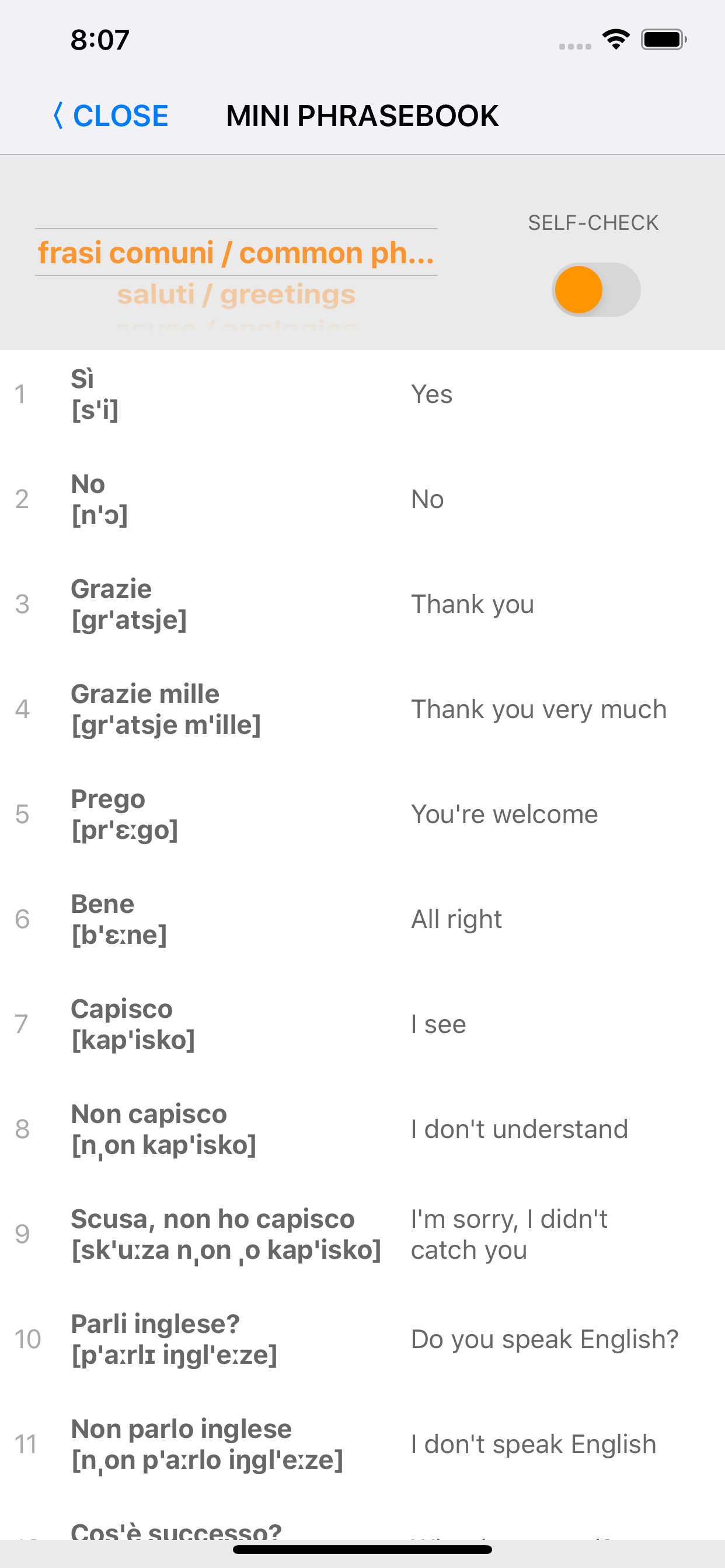 Learn Italian words with ST