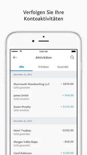 Screenshot von PayPal Für Geschäftskunden auf dem iPhone 2