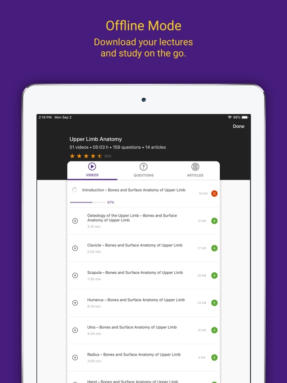 LSUHS SOM Lecturio iPad screenshot