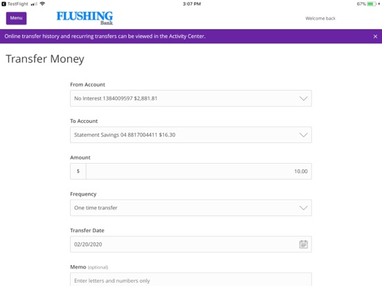 Flushing Bank Mobile Banking iPad screenshot 4 - Finance app