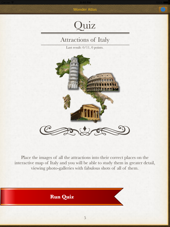 Italy. The Wonder Atlas Quiz iPad screenshot