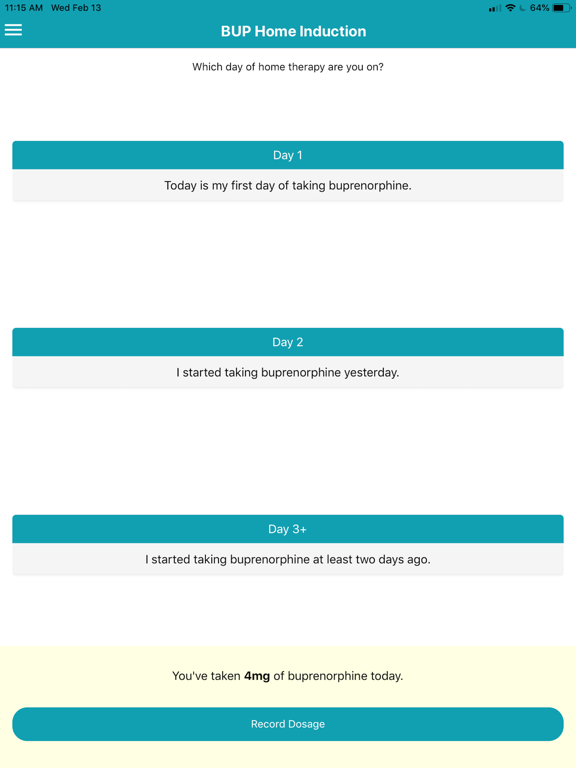 Buprenorphine Home Induction iPad screenshot 1 - Medical app