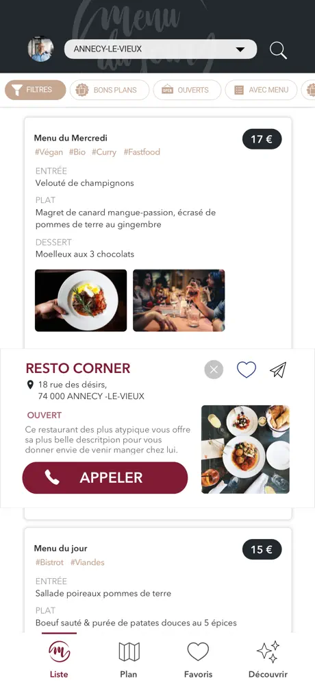 Menu du Jour MDJ