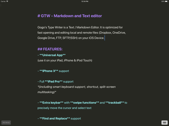 GTW - Markdown & Text Editor iPad app afbeelding 5