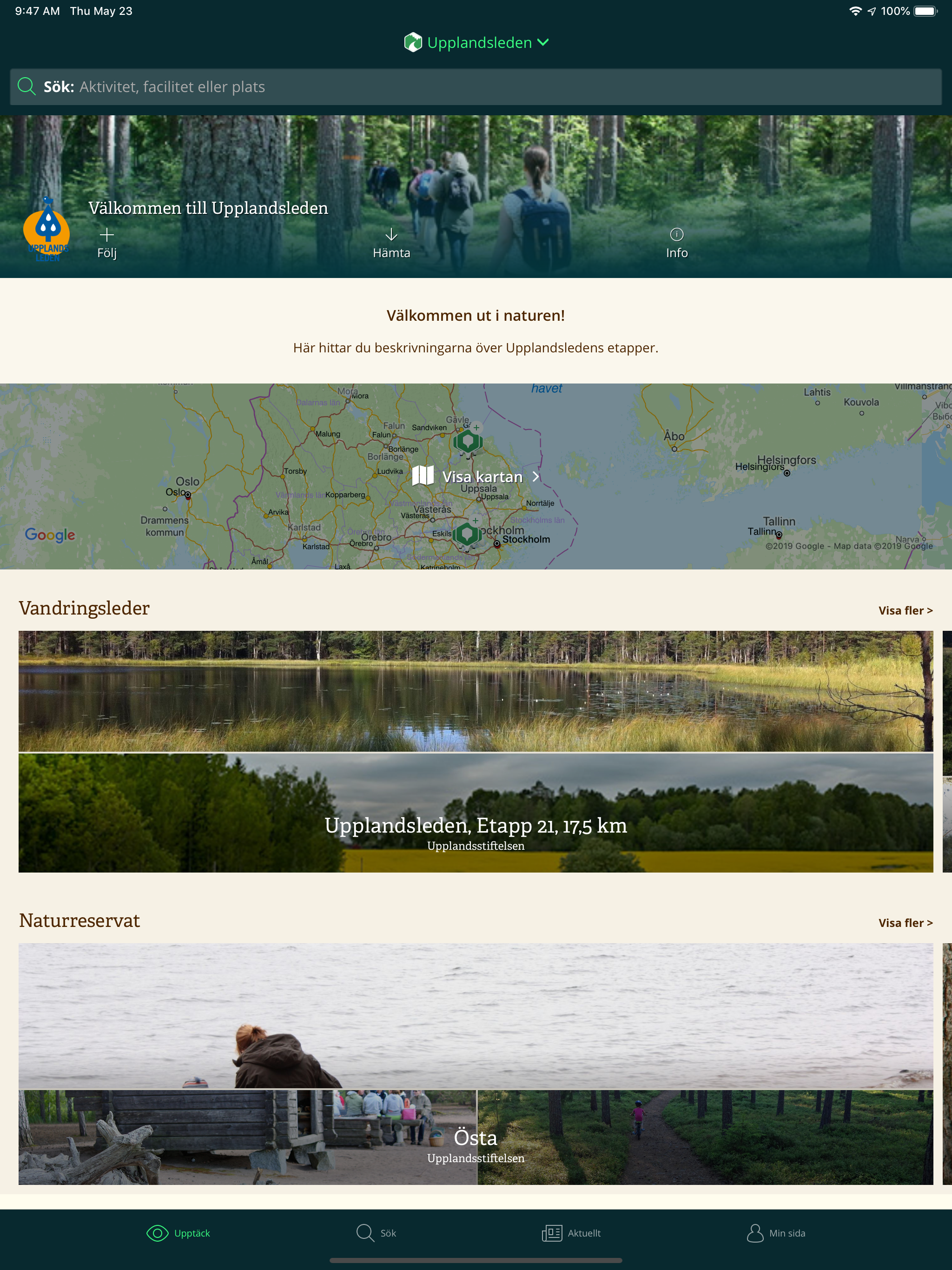 Upplandsleden på Naturkartan