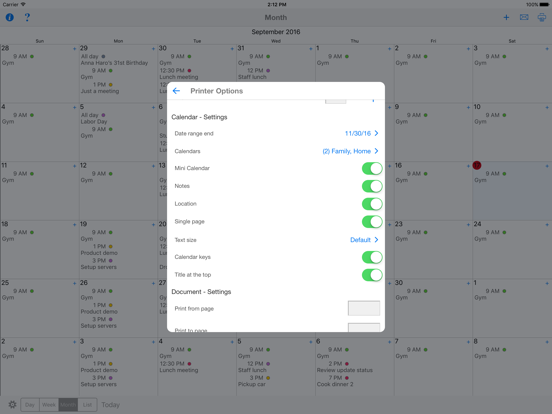 CalPrint iPad app afbeelding 3