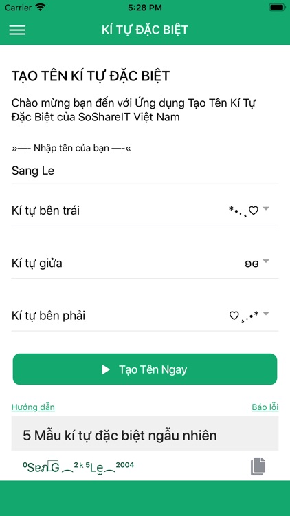 Kí Tự Đặc Biệt SoShareIT