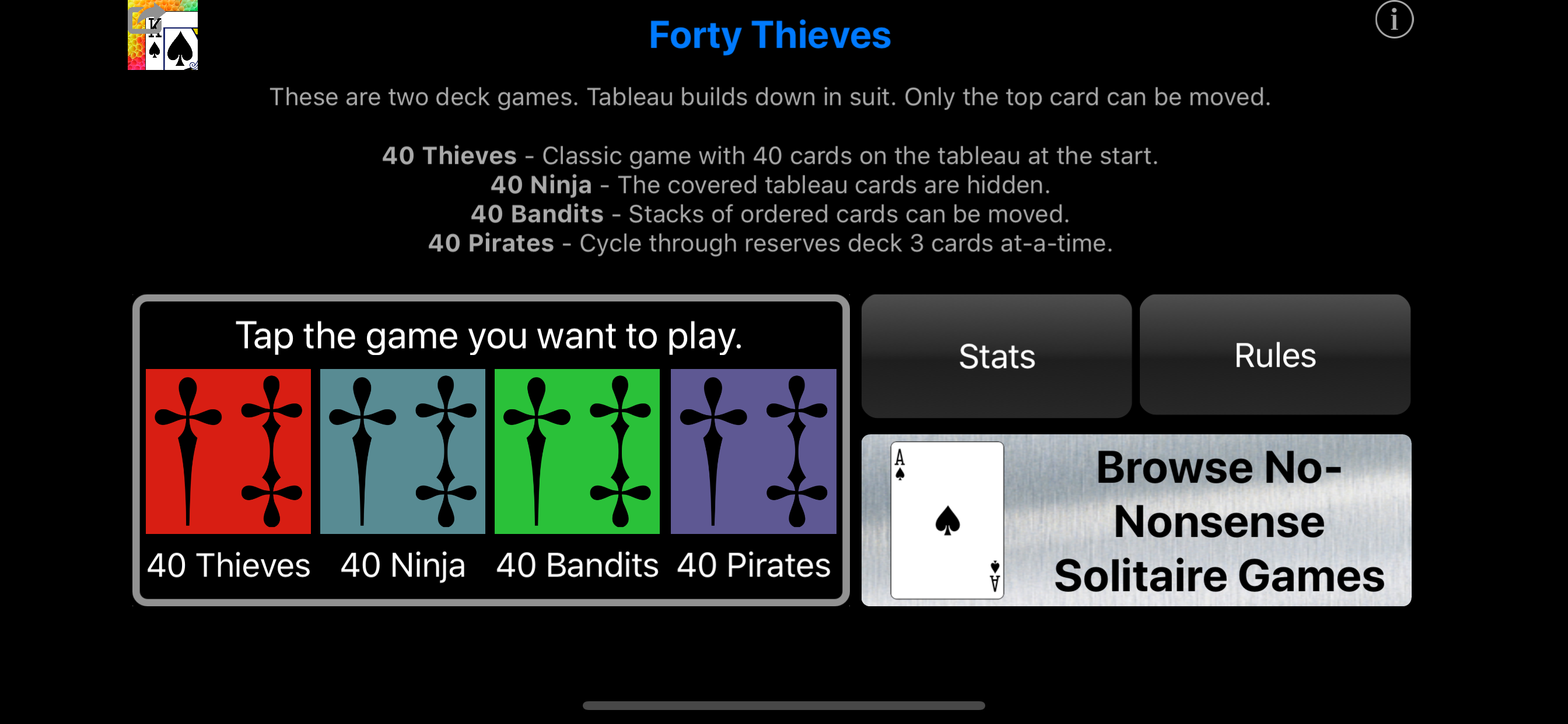 40 Thieves Solitaire screenshot 2