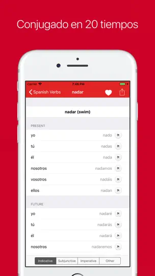 Captura de pantalla de Verbos Españoles en iPhone 2