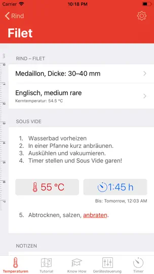Screenshot von Sous Vide °Celsius auf dem iPhone 2