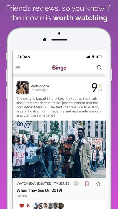 Binge - social movie network iPhone screenshot 1 - Social Networking app