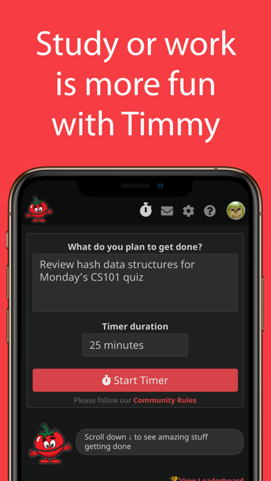 Timmy - Social Pomodoro Timer iPhone screenshot 1 - Productivity app