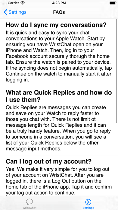 WristChat for Facebook screenshot1