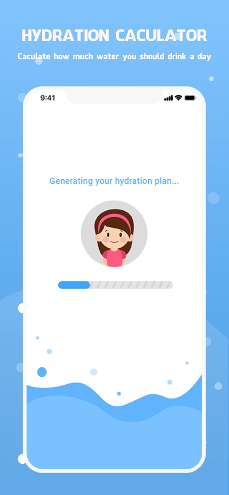 Drink water reminder - The app initiates a personalized 'Hydration Plan' generation process, ensuring tailored recommendations for optimal daily water intake based on user-specific needs.