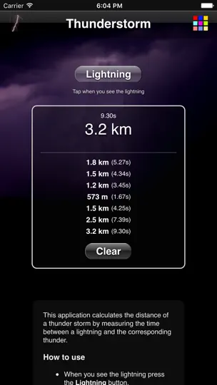 Screenshot von Gewitterrechner auf dem iPhone 1