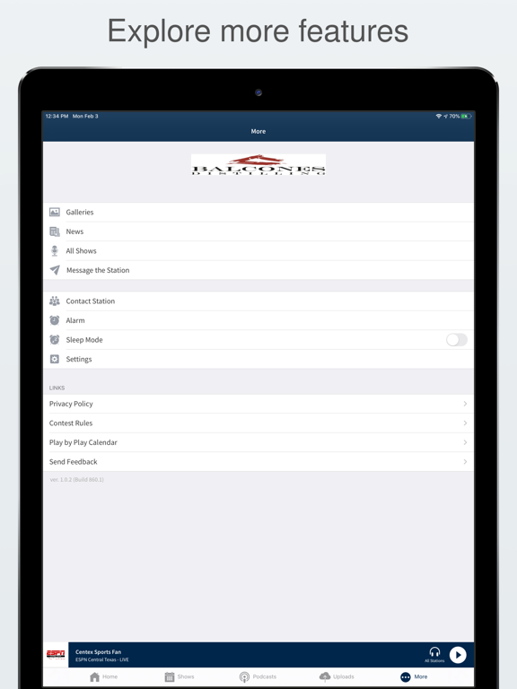 Centex Sports Fan iPad screenshot 6 - Music app