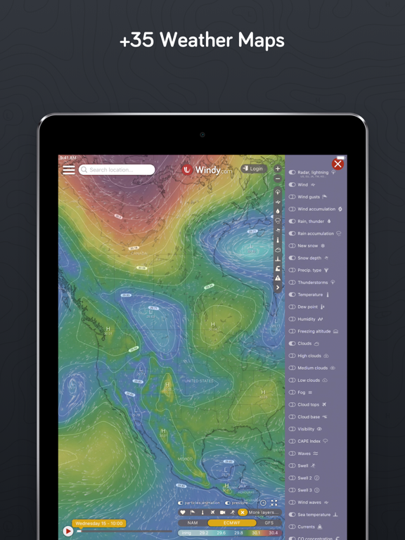 iPad Image of Windy.com