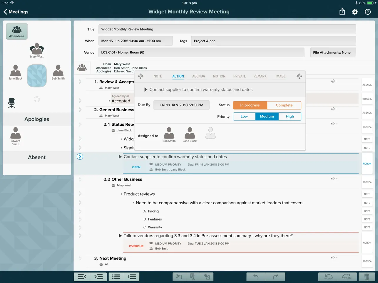 Screenshot #5 pour for Meetings: Minutes & Agenda