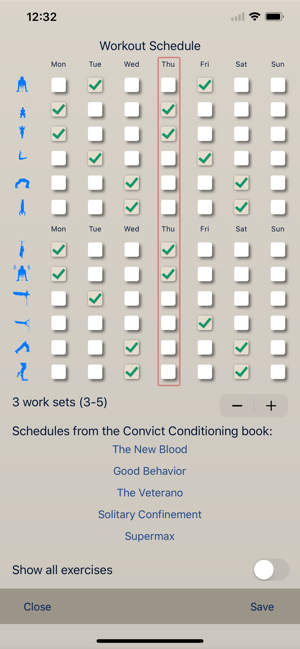 Convict Conditioning Workout Chart