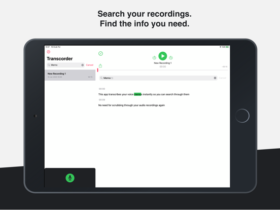 Transcorder - Voice Recorder iPad screenshot