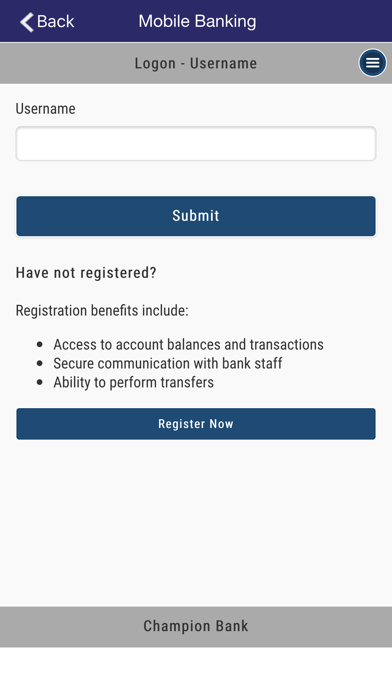 Champion Bank Mobile Banking Screenshot