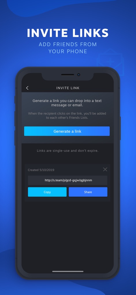 Steam Chat - This tool streamlines adding friends by enabling users to generate new invite links and easily copy them for seamless sharing.