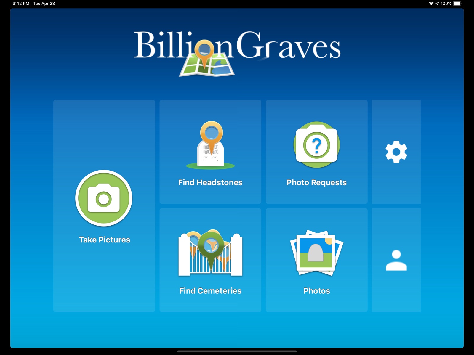 BillionGraves ipad screenshot 1