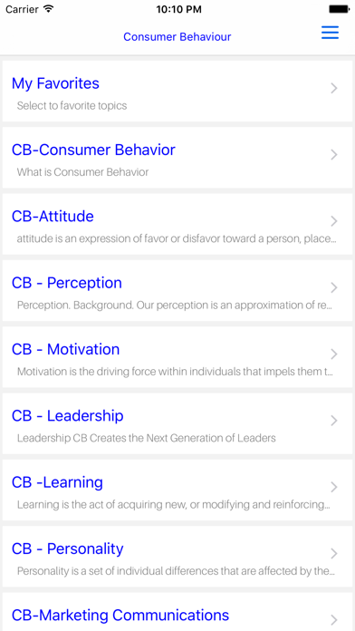 MBA Consumer Behaviour screenshot