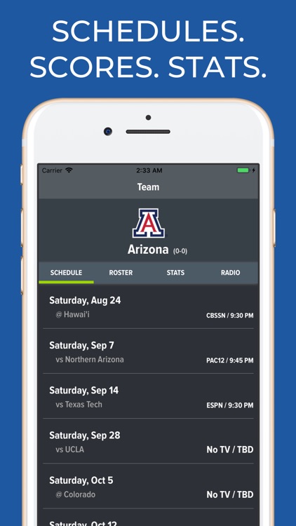 Arizona Football Schedules