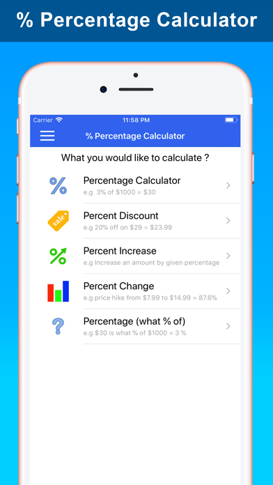 Screenshot #1 pour % Calculateur de pourcentage