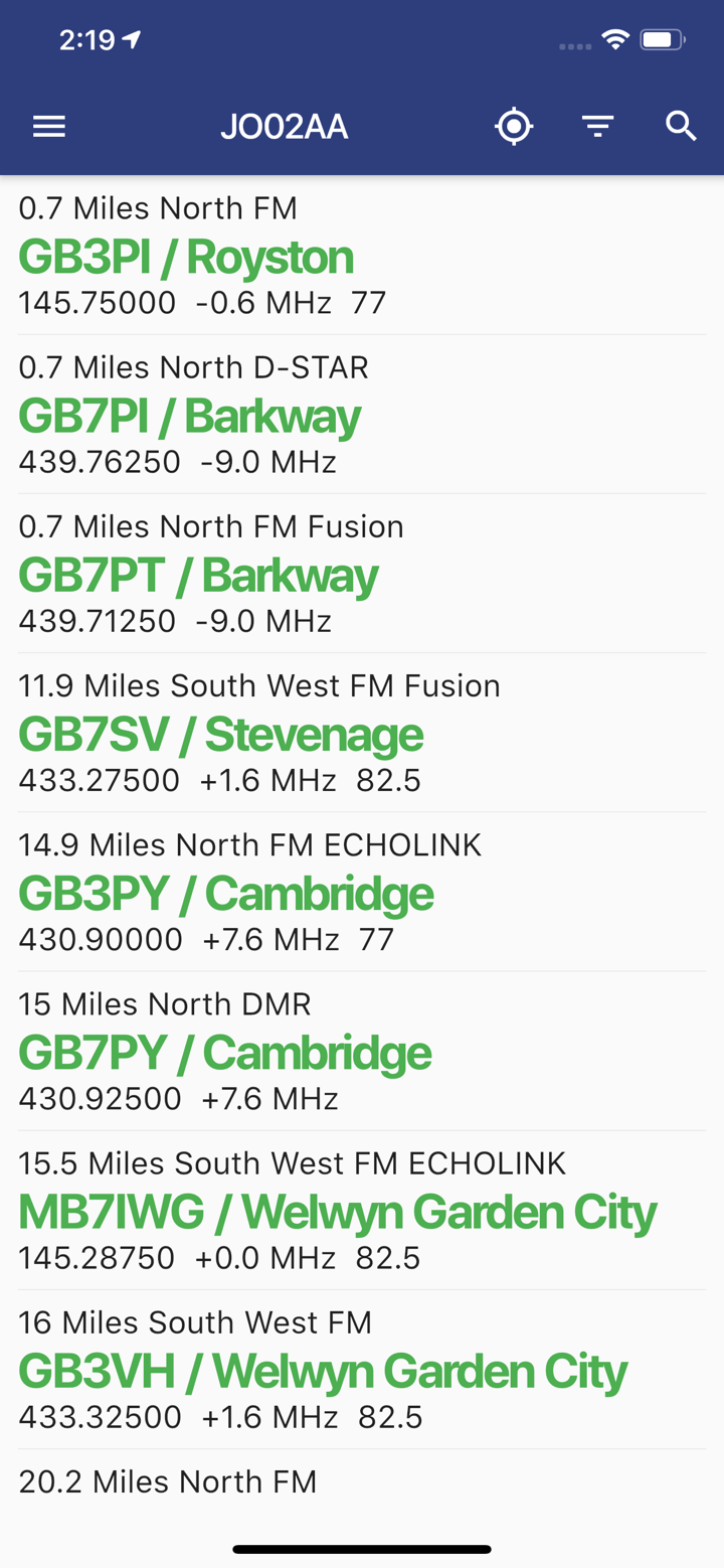 RepeaterBook screenshot 2