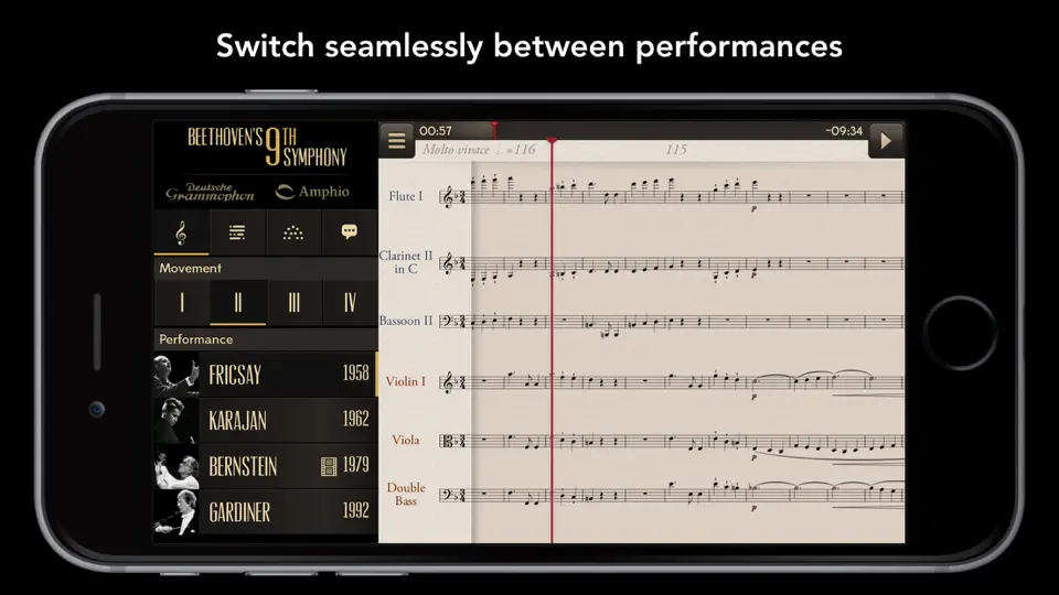 Captura de pantalla de Beethoven’s 9th Symphony en iPhone 2