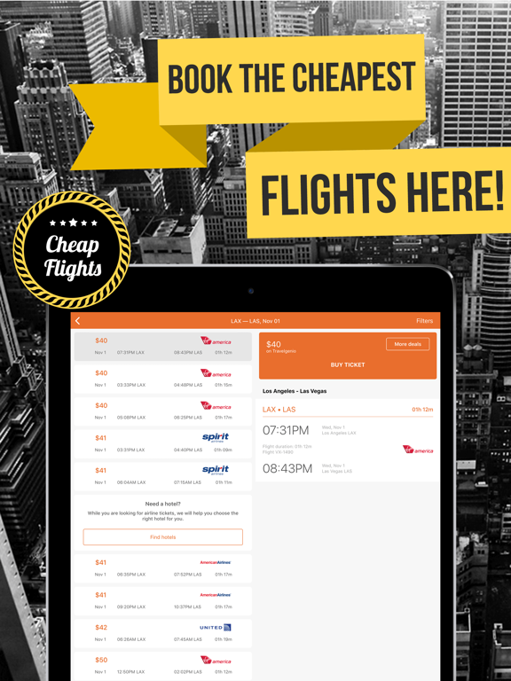 AirJet: Flight & Hotel Finder iPad screenshot 4 - Travel app