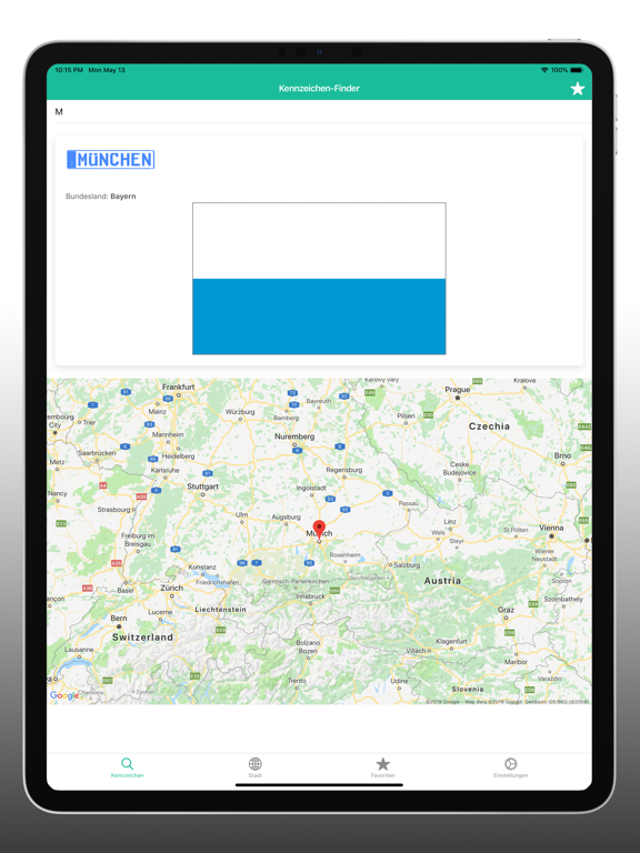 Kennzeichen-Finder mit Karte iPad screenshot 6 - Travel app