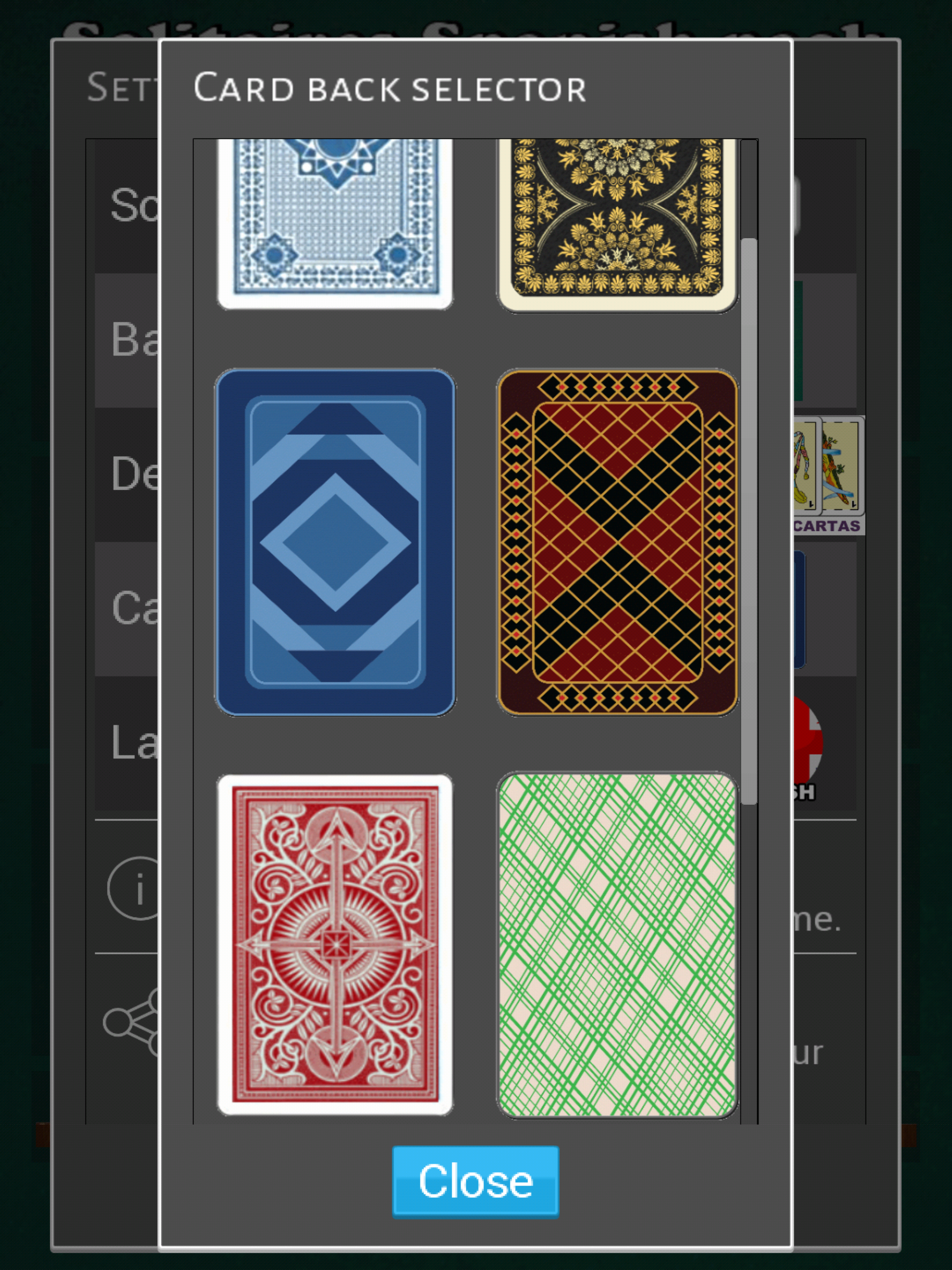 Solitaire pack (Spanish cards)
