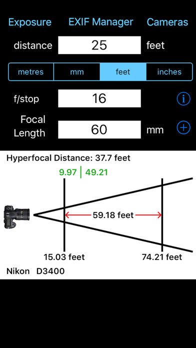 Screenshot #1 pour Depth Of Field Calculator