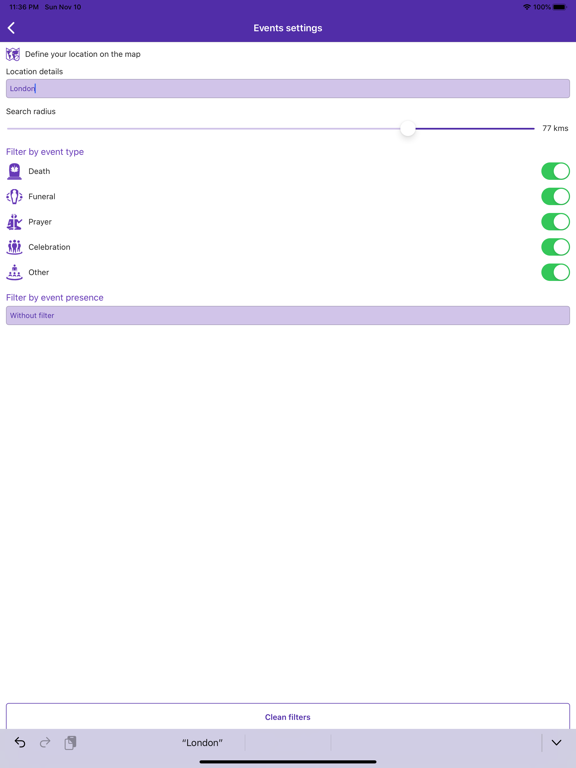 Evocare iPad screenshot