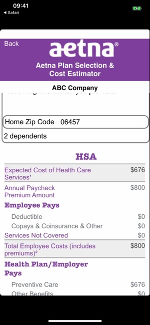 Aetna Plan Selection