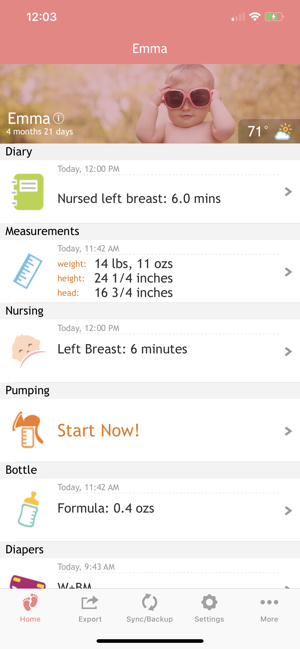 ภาพหน้าจอของ Baby Breastfeeding Tracker