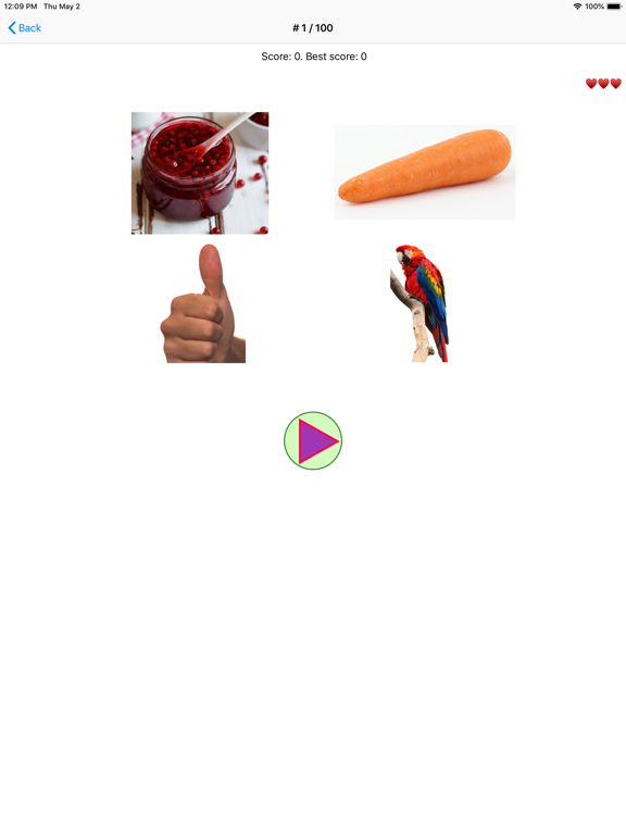 English words, nouns and test iPad screenshot