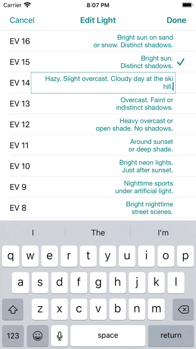 Sunny16 exposure calculator Screenshot