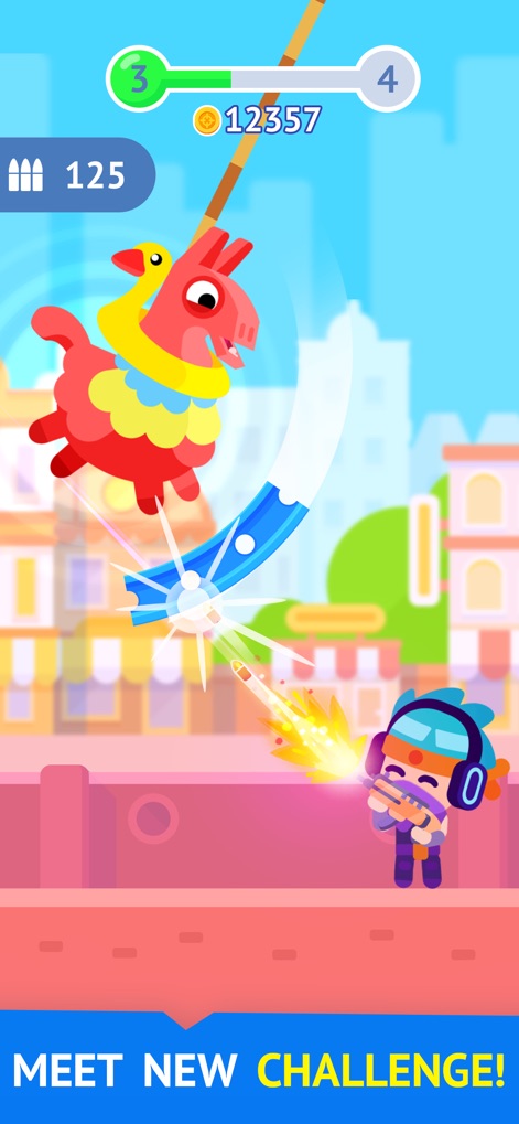 Pinatamasters - 赤い鳥型のピニャータがプレイヤーを待ち受け、ダイナミックなスラッシュエフェクトが戦闘を盛り上げます。